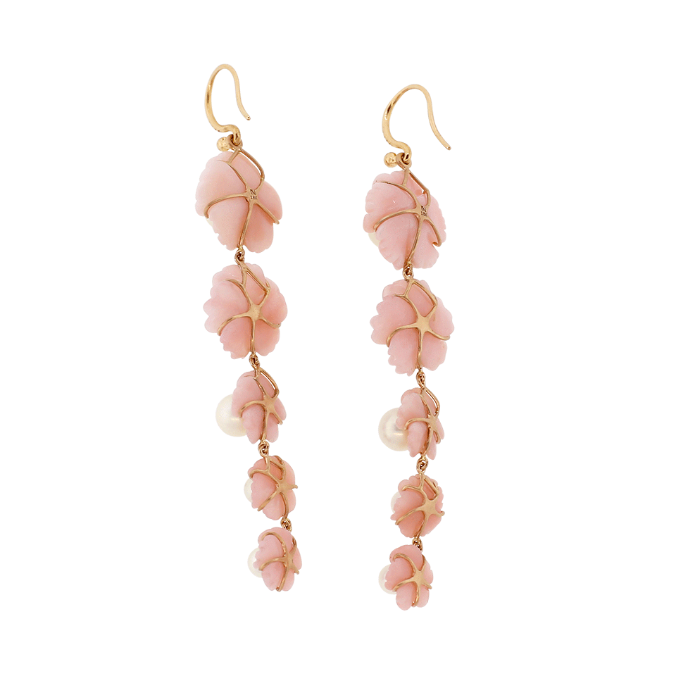 IRENE NEUWIRTH JEWELRY-Carved Pink Opal And Pear Drop Earrings-ROSE GOLD