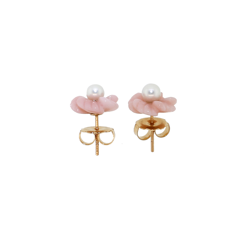 IRENE NEUWIRTH JEWELRY-Carved Pink Opal Flower Stud-ROSE GOLD