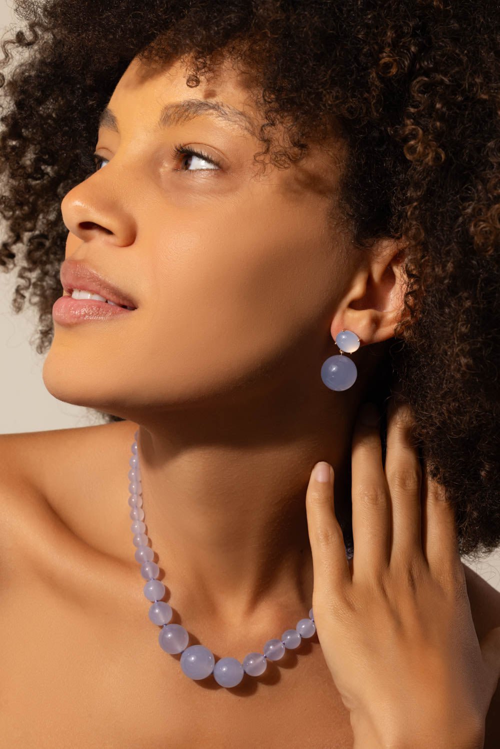 IRENE NEUWIRTH JEWELRY-Chalcedony Gumball Earrings-ROSE GOLD