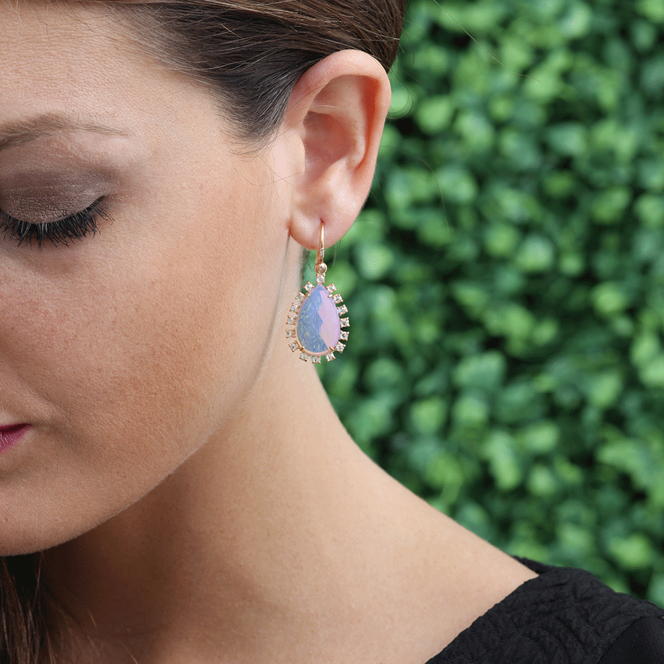 IRENE NEUWIRTH JEWELRY-Faceted Lightening Ridge Opal Earrings-ROSE GOLD