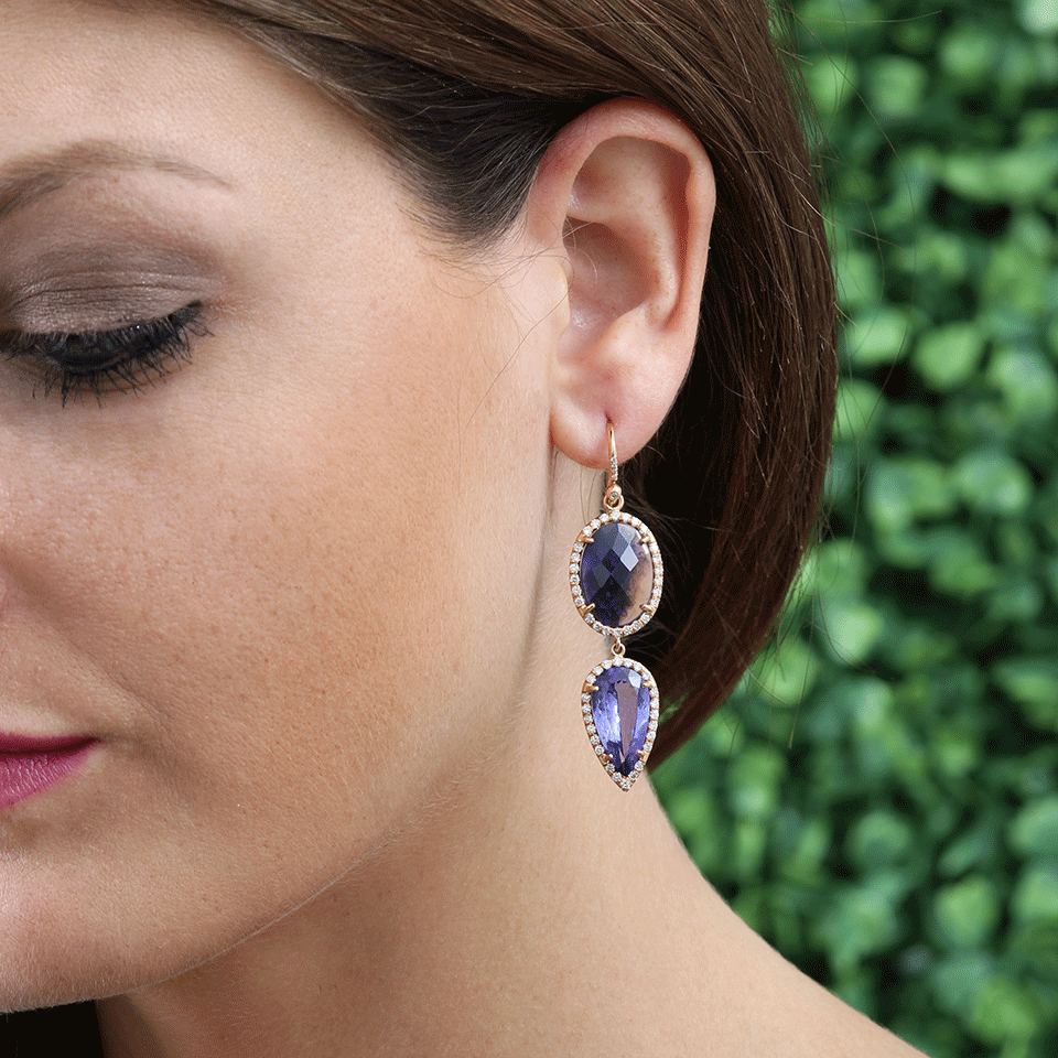 IRENE NEUWIRTH JEWELRY-Faceted Lightening Ridge Opal Earrings-ROSE GOLD