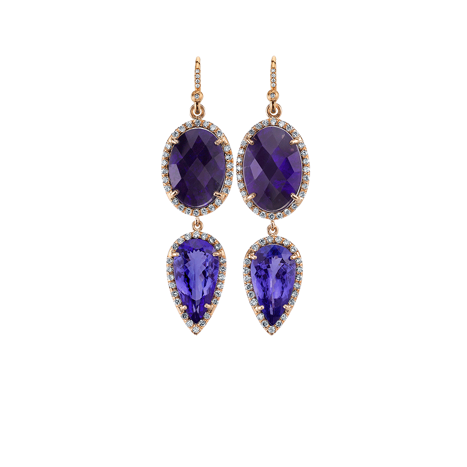 IRENE NEUWIRTH JEWELRY-Faceted Lightening Ridge Opal Earrings-ROSE GOLD