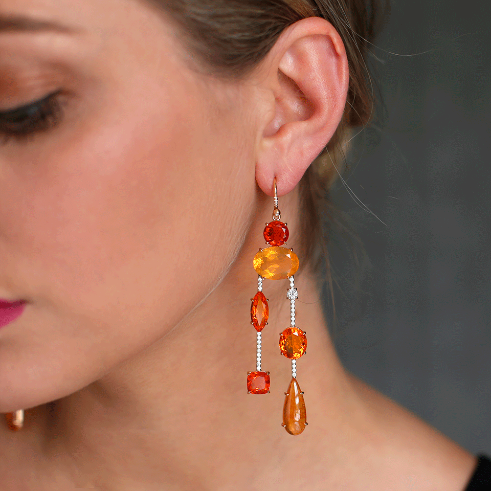 IRENE NEUWIRTH JEWELRY-Fire Opal Diamond Drop Earrings-ROSE GOLD