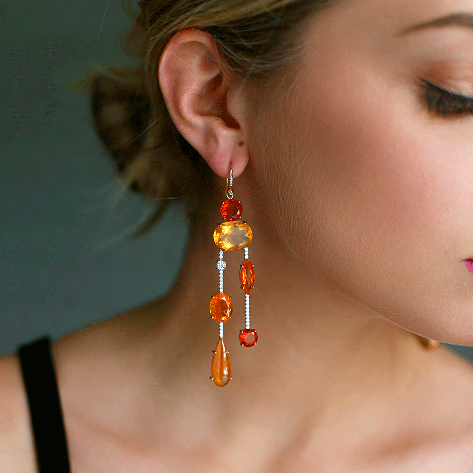 IRENE NEUWIRTH JEWELRY-Fire Opal Diamond Drop Earrings-ROSE GOLD