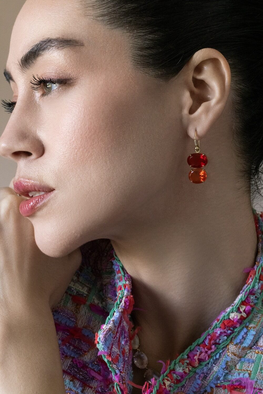 Fire Opal Gemmy Gem Earrings-ROSE GOLD-JEWELRYFINE JEWELEARRING-IRENE NEUWIRTH JEWELRY
