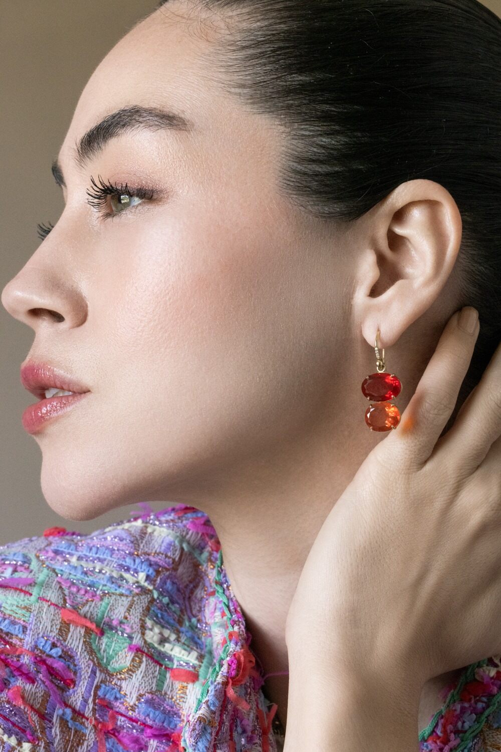 Fire Opal Gemmy Gem Earrings-ROSE GOLD-JEWELRYFINE JEWELEARRING-IRENE NEUWIRTH JEWELRY