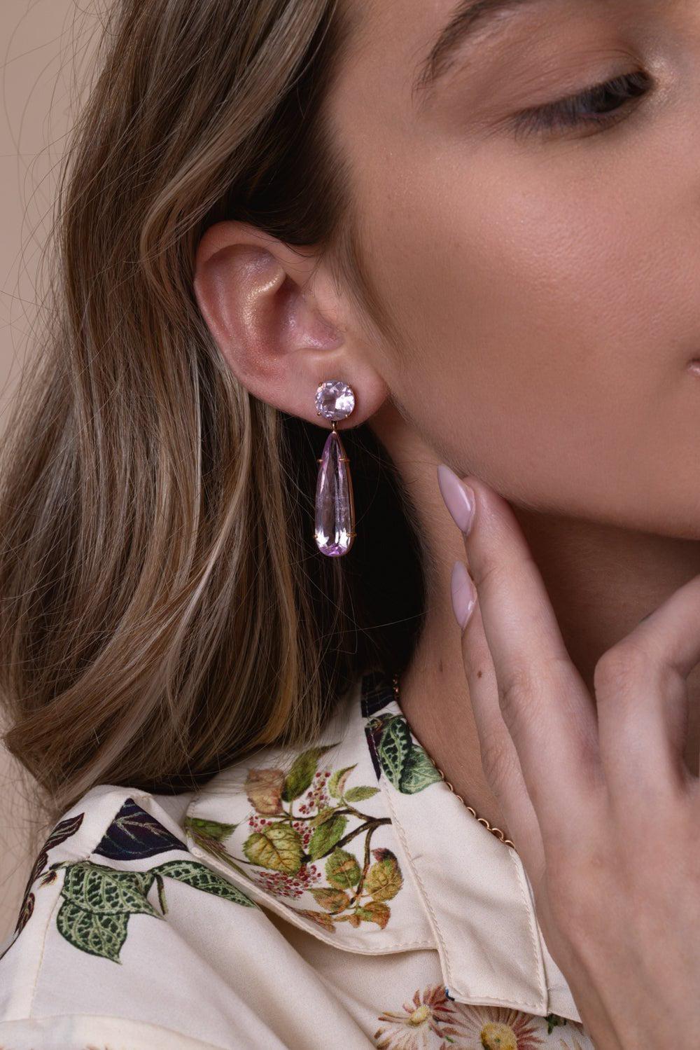 IRENE NEUWIRTH JEWELRY-Gemmy Gem Kunzite Drop Earrings-ROSE GOLD