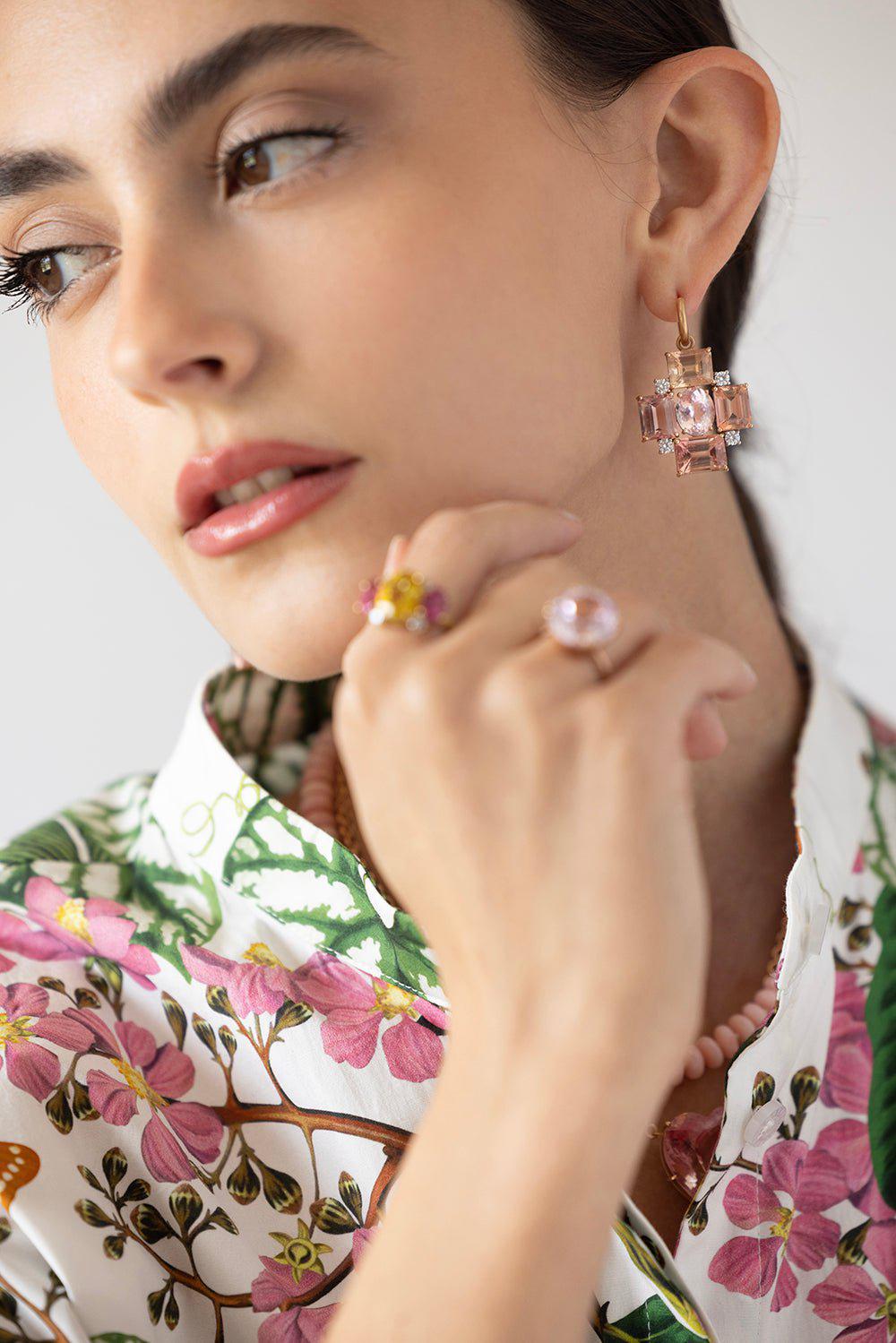 IRENE NEUWIRTH JEWELRY-Gemmy Gem Tourmaline Huggie Earrings-ROSE GOLD