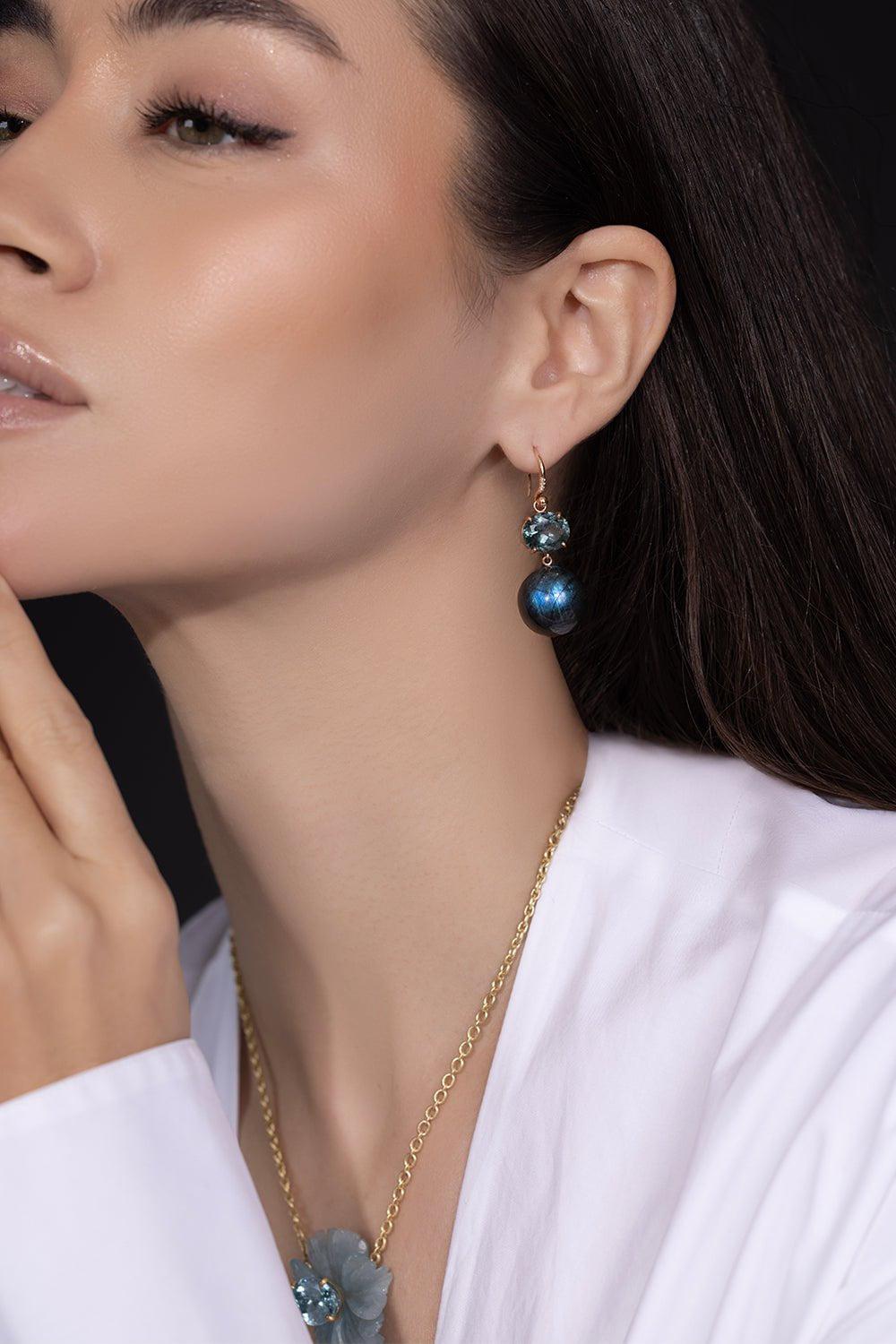 IRENE NEUWIRTH JEWELRY-Gumball Tourmaline Sphere Earrings-ROSE GOLD