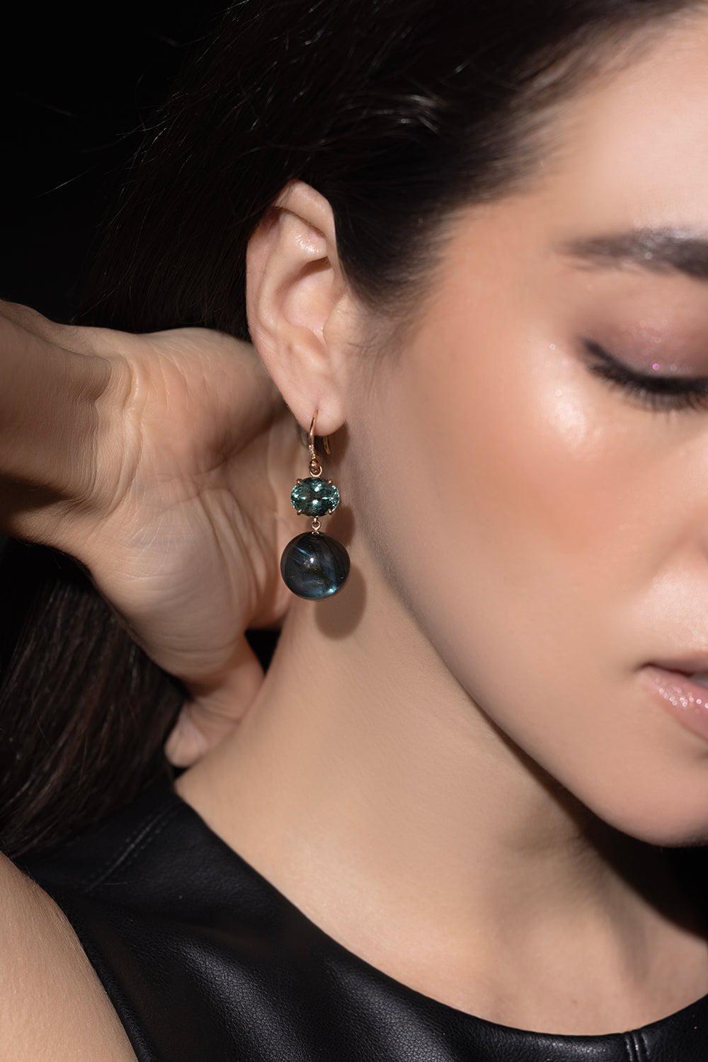 IRENE NEUWIRTH JEWELRY-Gumball Tourmaline Sphere Earrings-ROSE GOLD