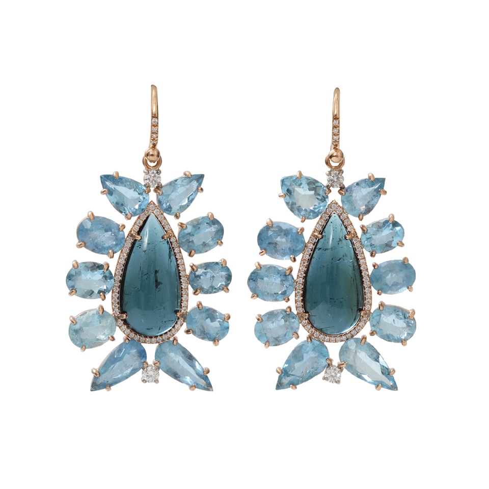 IRENE NEUWIRTH JEWELRY-Indicolite Tourmaline Earrings-ROSE GOLD