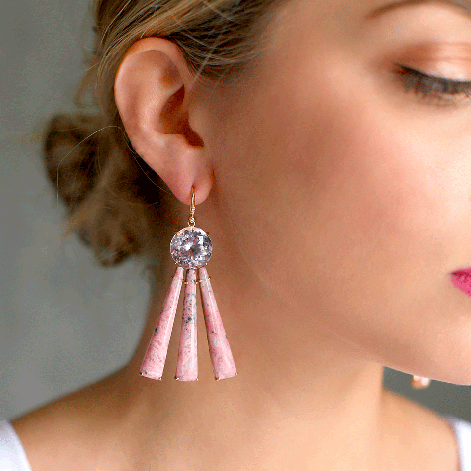 IRENE NEUWIRTH JEWELRY-Kunzite And Pink Opal Earrings-ROSE GOLD