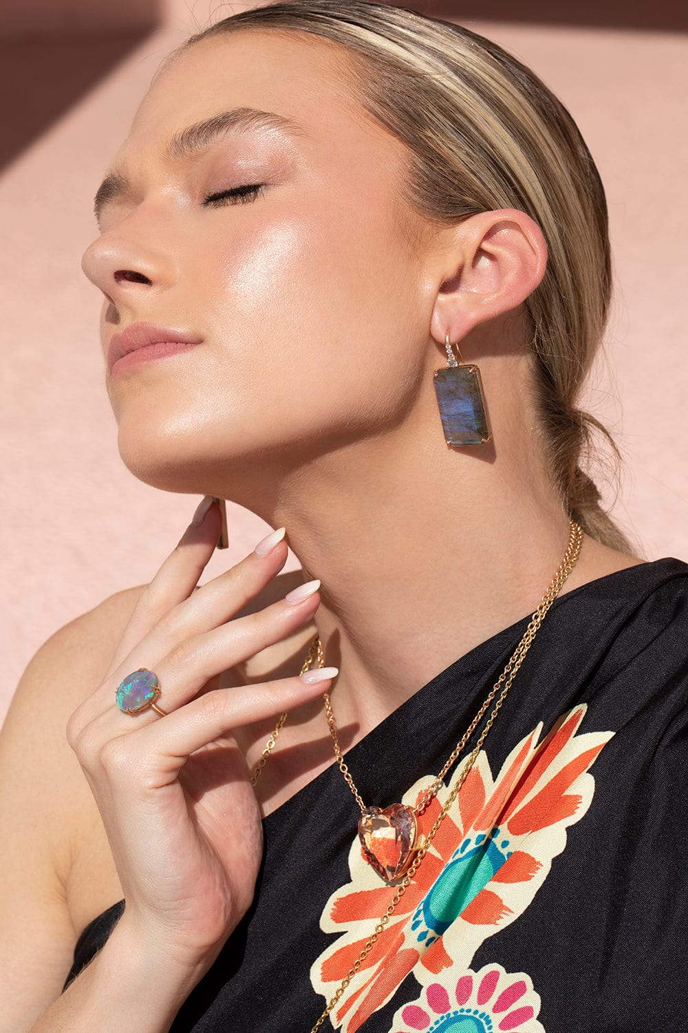 IRENE NEUWIRTH JEWELRY-Labradorite Hook Earrings-ROSE GOLD