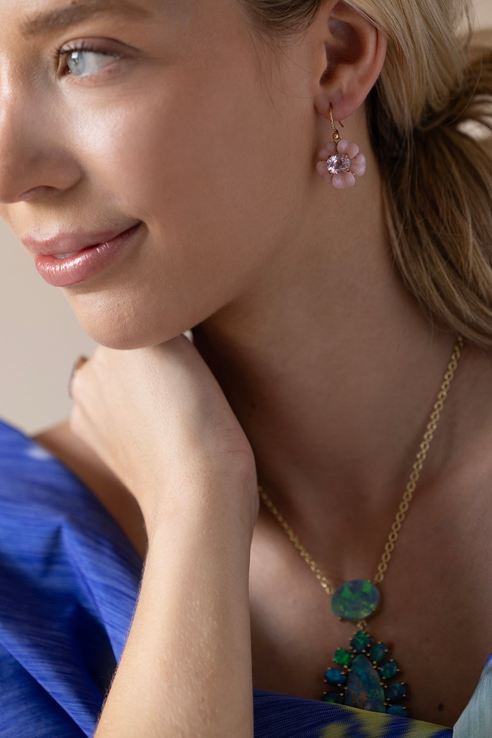 IRENE NEUWIRTH JEWELRY-Opal Tropical Flower Earrings-ROSE GOLD