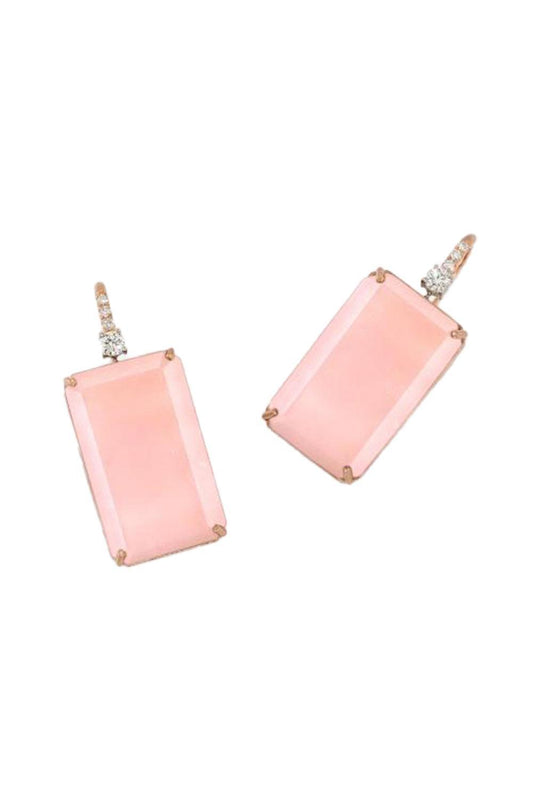 Pink Opal Diamond Rectangle Hook Earrings-ROSE GOLD-JEWELRYFINE JEWELEARRING-IRENE NEUWIRTH JEWELRY