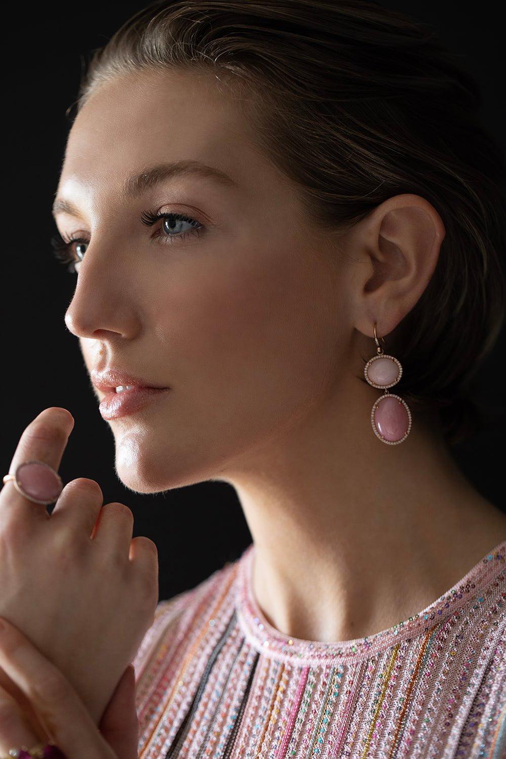 IRENE NEUWIRTH JEWELRY-Pink Opal Earrings-ROSE GOLD