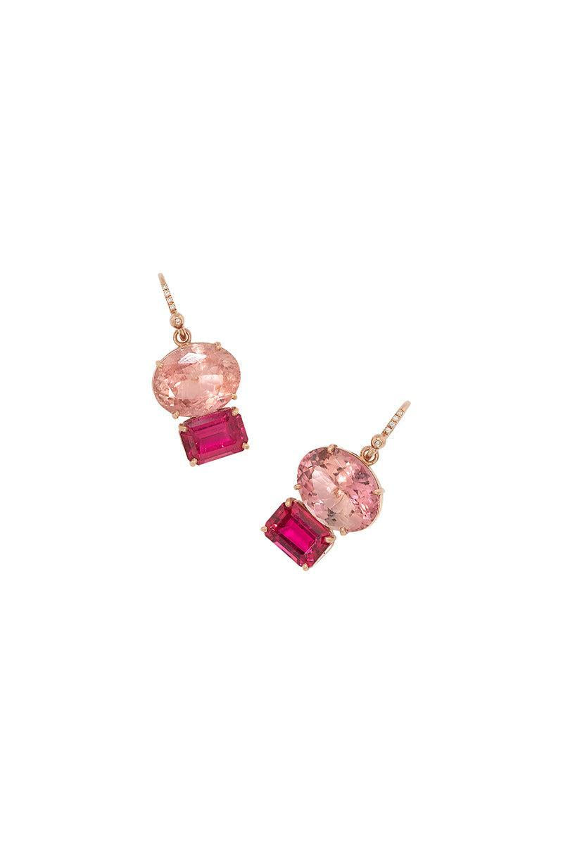 Pink Tourmaline Gemmy Gem Earrings-ROSE GOLD-JEWELRYFINE JEWELEARRING-IRENE NEUWIRTH JEWELRY