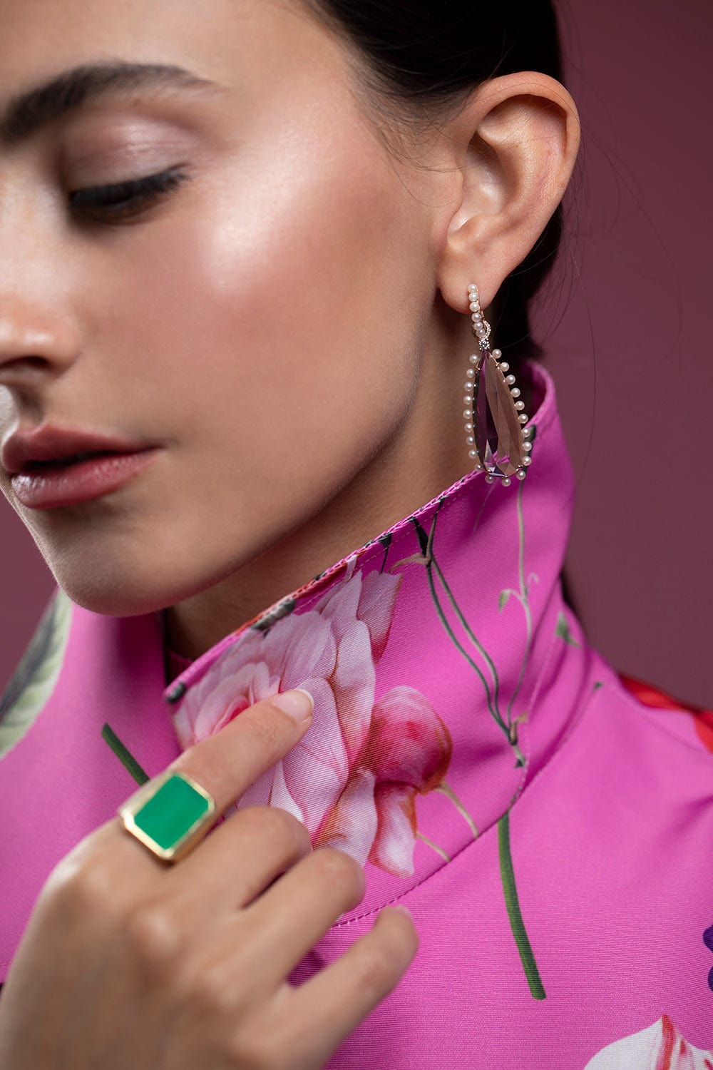 IRENE NEUWIRTH JEWELRY-Rose de France and Pearl Drop Earrings-ROSE GOLD