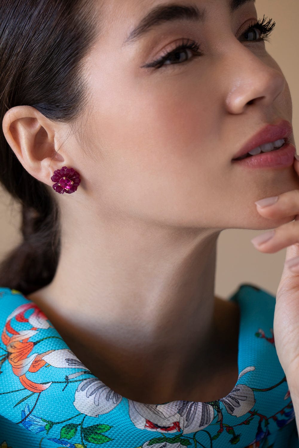 IRENE NEUWIRTH JEWELRY-Ruby Tourmaline Flower Earring-ROSE GOLD