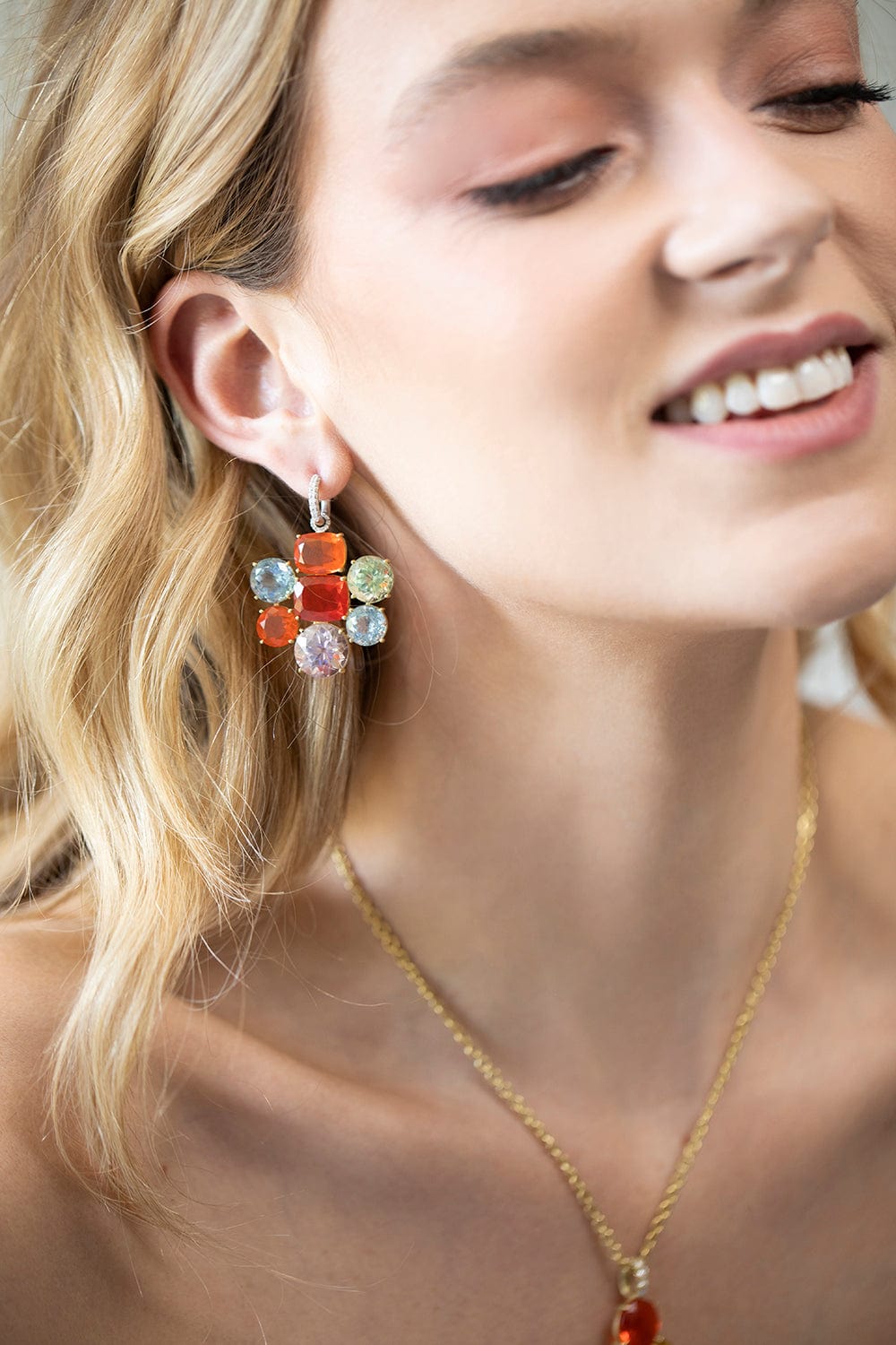 IRENE NEUWIRTH JEWELRY-Gemmy Gem Multi Stone Earrings-WHITE GOLD