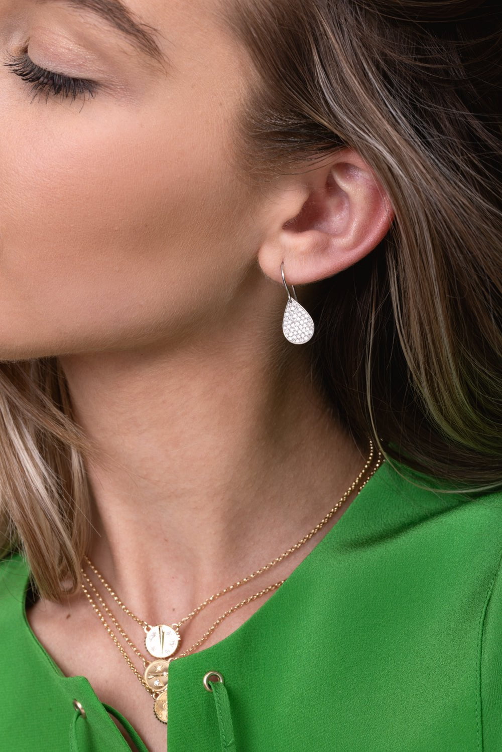 IRENE NEUWIRTH JEWELRY-Small Diamond Pear Earrings-WHITE GOLD