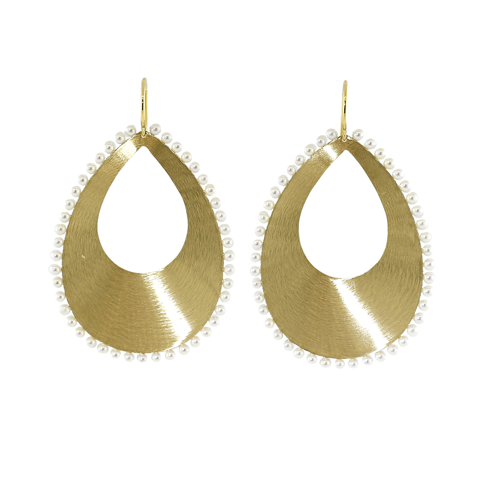 IRENE NEUWIRTH JEWELRY-Akoya Pearl And Pear Shaped Gold Earrings-YELLOW GOLD