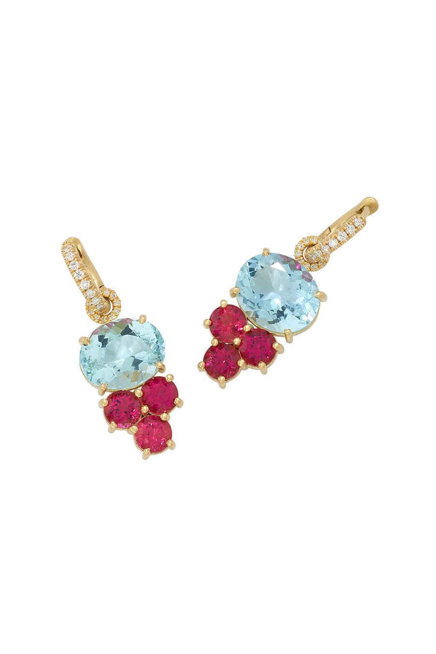 IRENE NEUWIRTH JEWELRY-Aquamarine and Pink Tourmaline Gemmy Gem Earrings-YELLOW GOLD