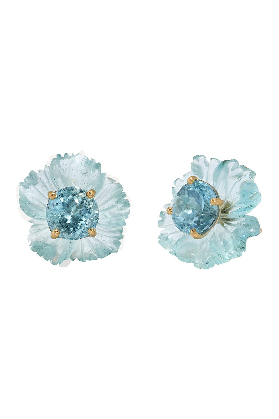 IRENE NEUWIRTH JEWELRY-Aquamarine Flower Earring-YELLOW GOLD