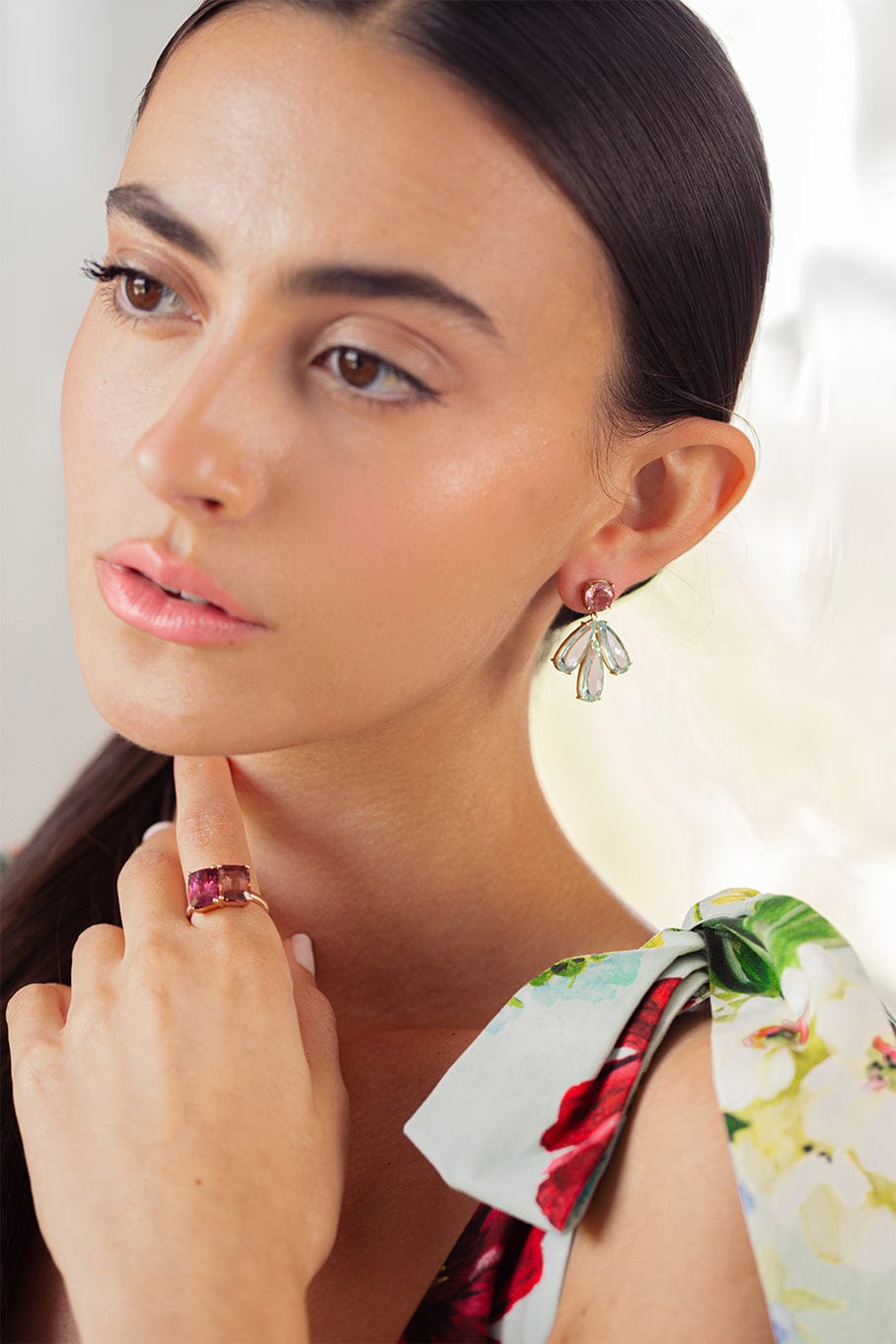IRENE NEUWIRTH JEWELRY-Aquamarine Gemmy Gem Earrings-YELLOW GOLD