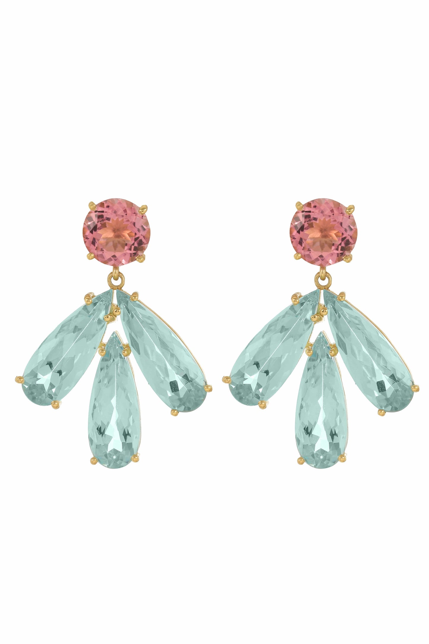 IRENE NEUWIRTH JEWELRY-Aquamarine Gemmy Gem Earrings-YELLOW GOLD