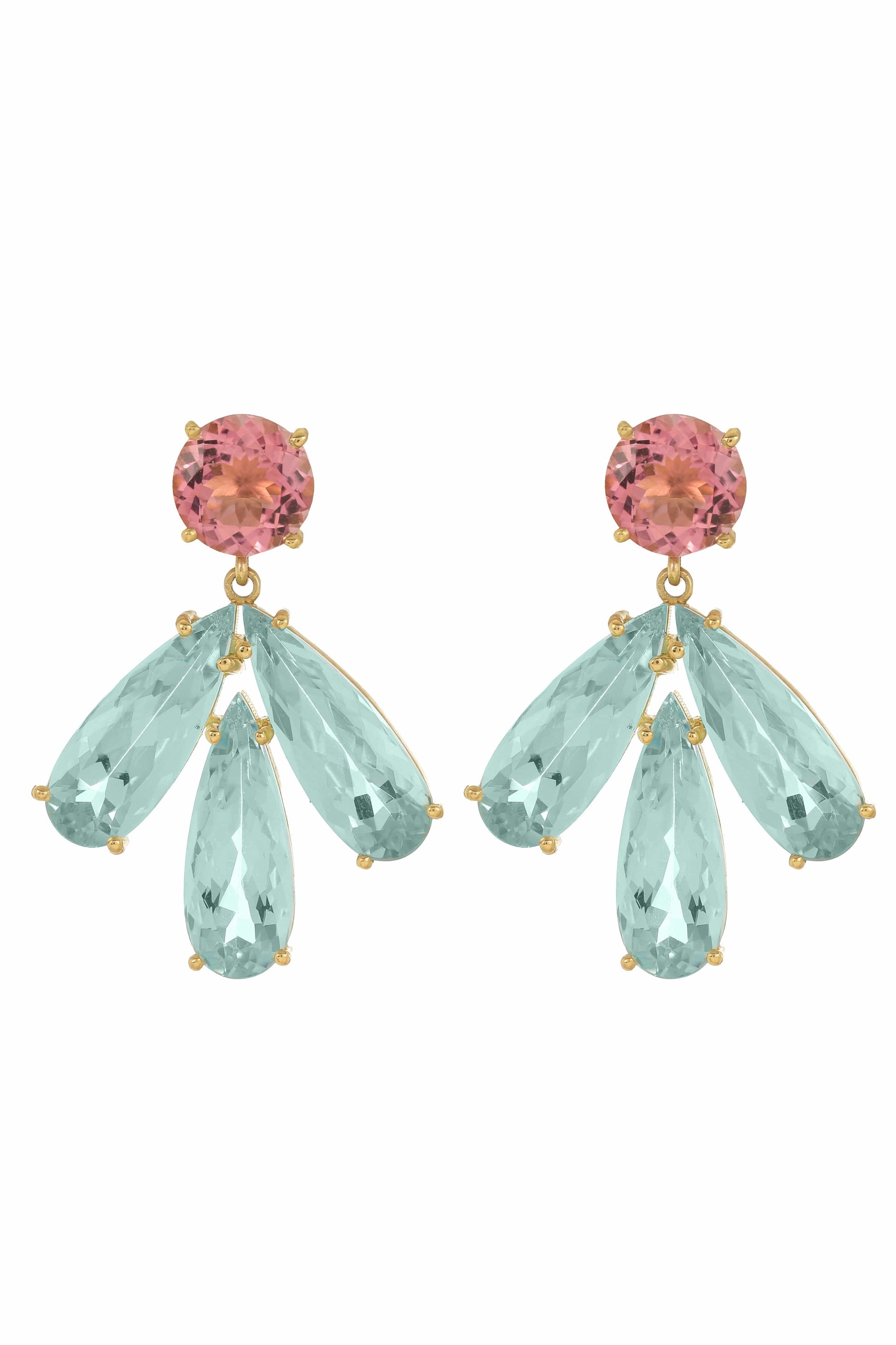 IRENE NEUWIRTH JEWELRY-Aquamarine Gemmy Gem Earrings-YELLOW GOLD