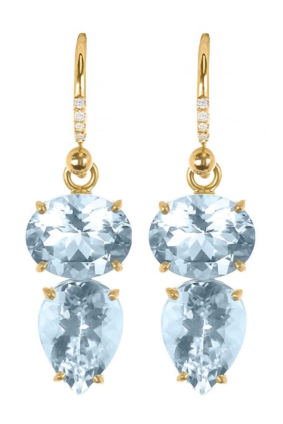 IRENE NEUWIRTH JEWELRY-Aquamarine Gemmy Gem Earrings-YELLOW GOLD