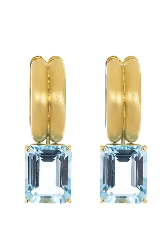 Aquamarine Heroic Double Huggie Earrings