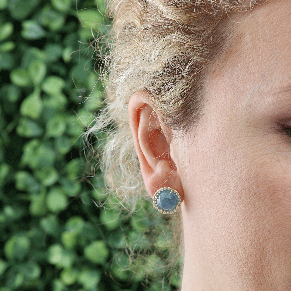 IRENE NEUWIRTH JEWELRY-Aquamarine Stud Earrings-YELLOW GOLD