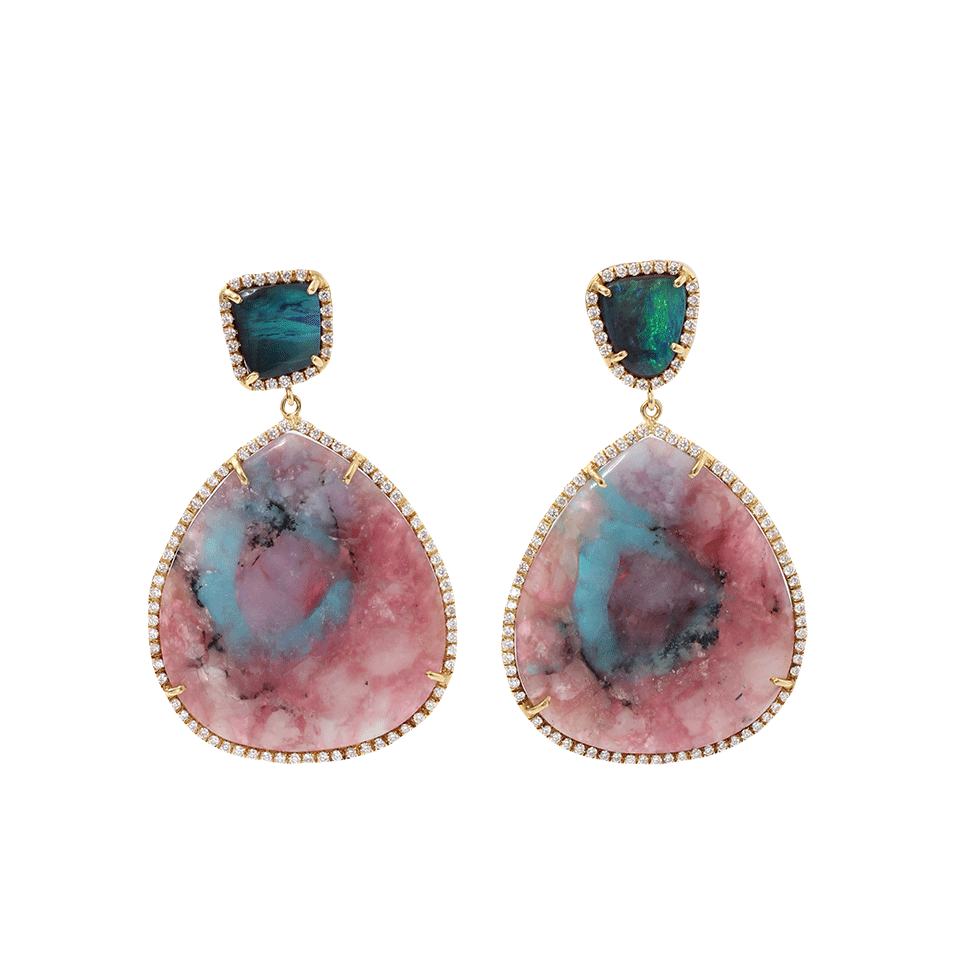 IRENE NEUWIRTH JEWELRY-Boulder Opal And Paraiba Drop Earrings-YELLOW GOLD