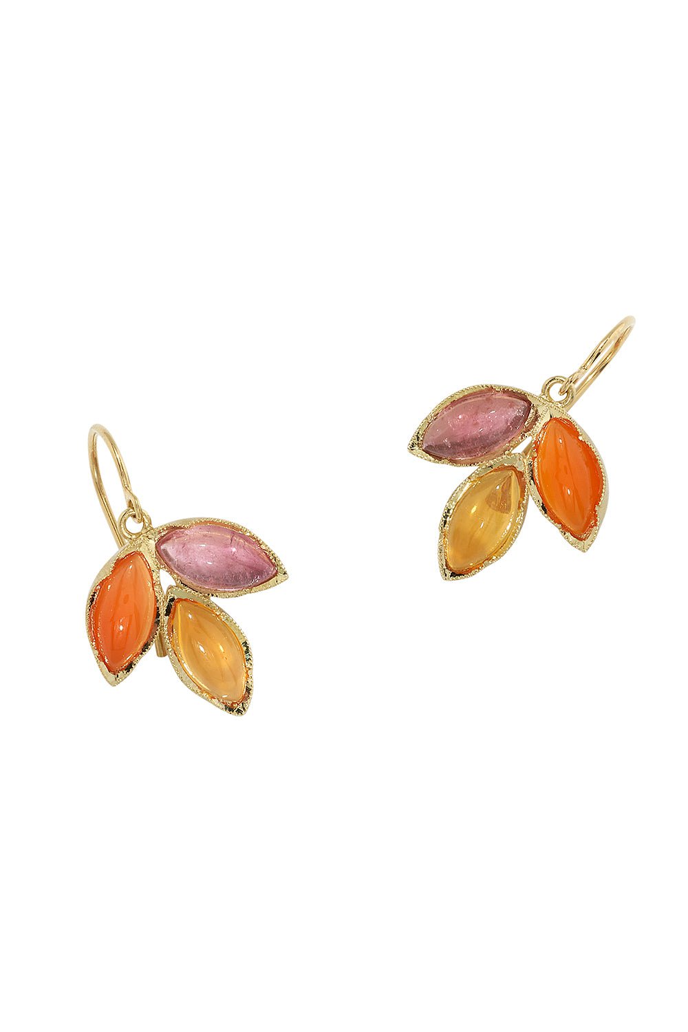 IRENE NEUWIRTH JEWELRY-Carnelian Three Marquise Earrings-YELLOW GOLD