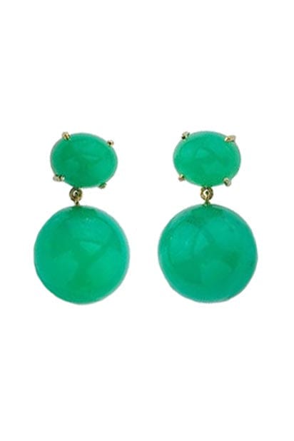 IRENE NEUWIRTH JEWELRY-Chrysoprase Gumball Drop Earrings-YELLOW GOLD