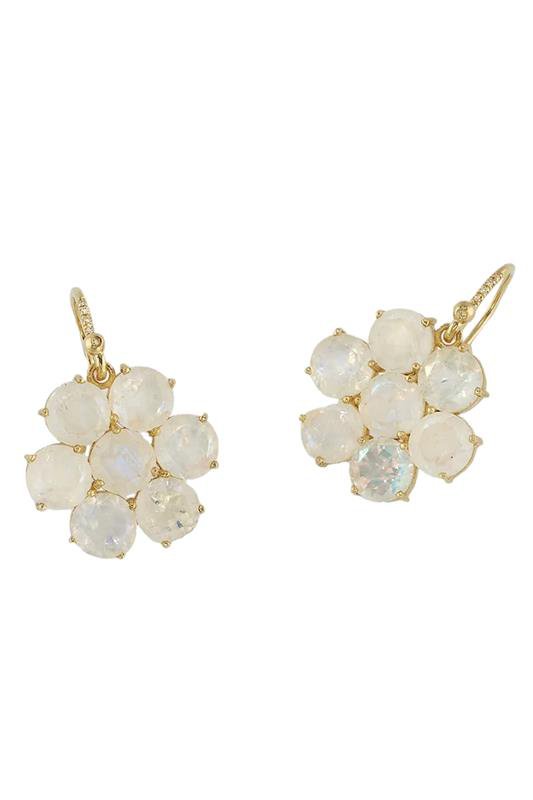 IRENE NEUWIRTH JEWELRY-Classic Floret Moonstone Earrings-YELLOW GOLD