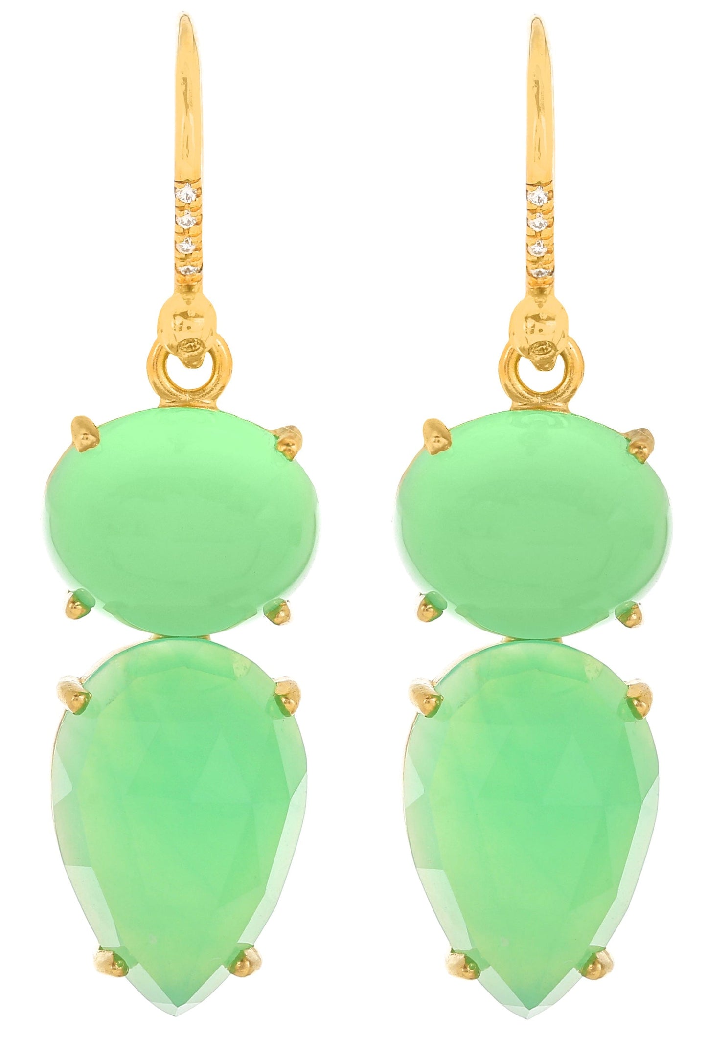 IRENE NEUWIRTH JEWELRY-Double Chrysoprase Earrings-YELLOW GOLD