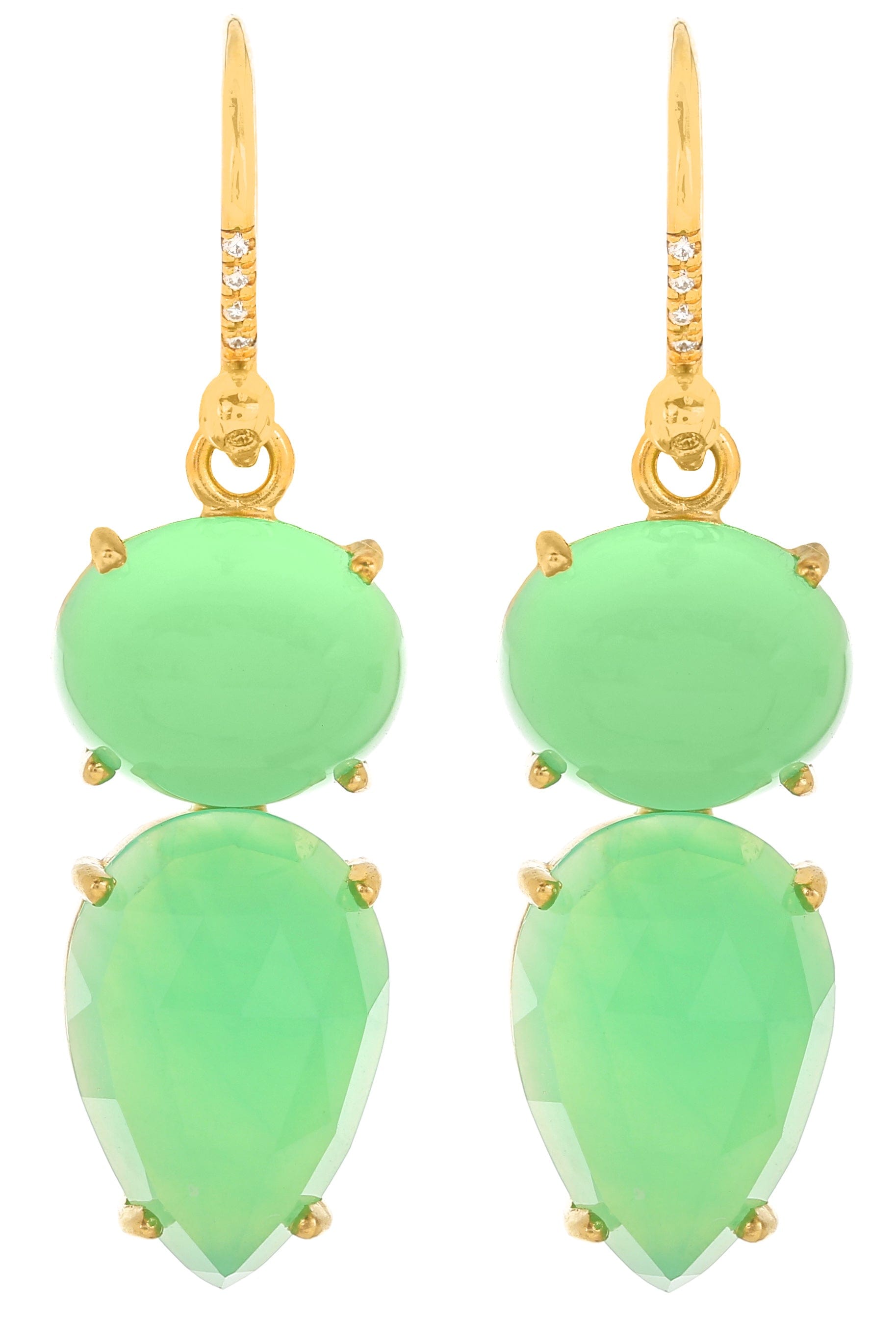 IRENE NEUWIRTH JEWELRY-Double Chrysoprase Earrings-YELLOW GOLD