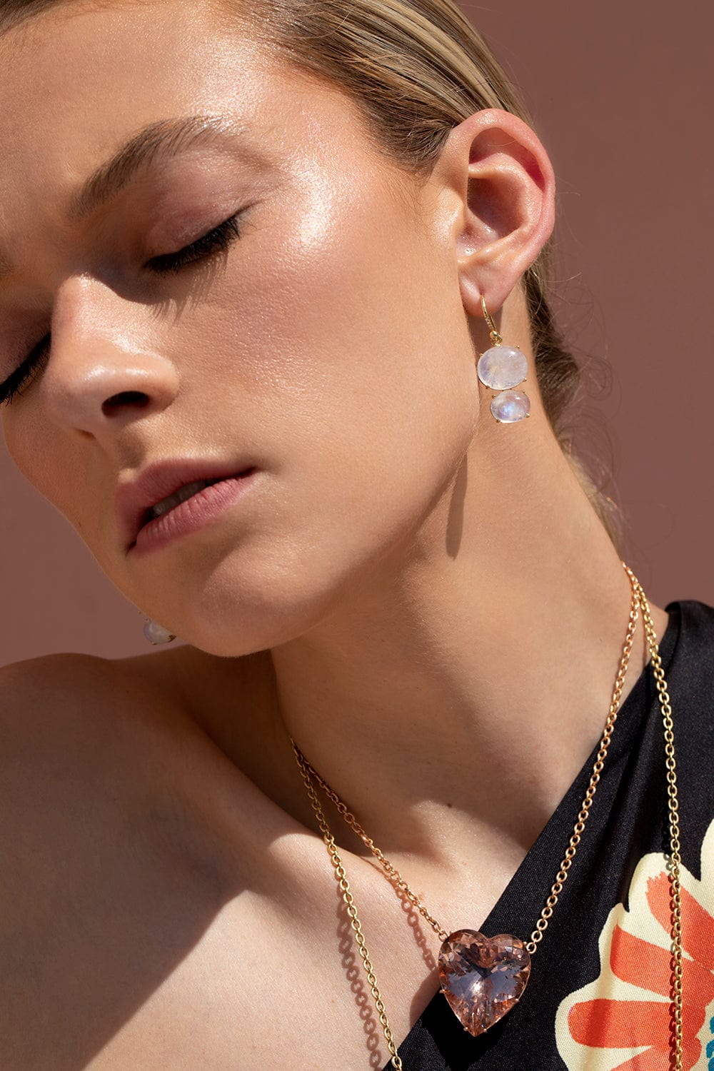 IRENE NEUWIRTH JEWELRY-Double Rainbow Moonstone Earrings-YELLOW GOLD