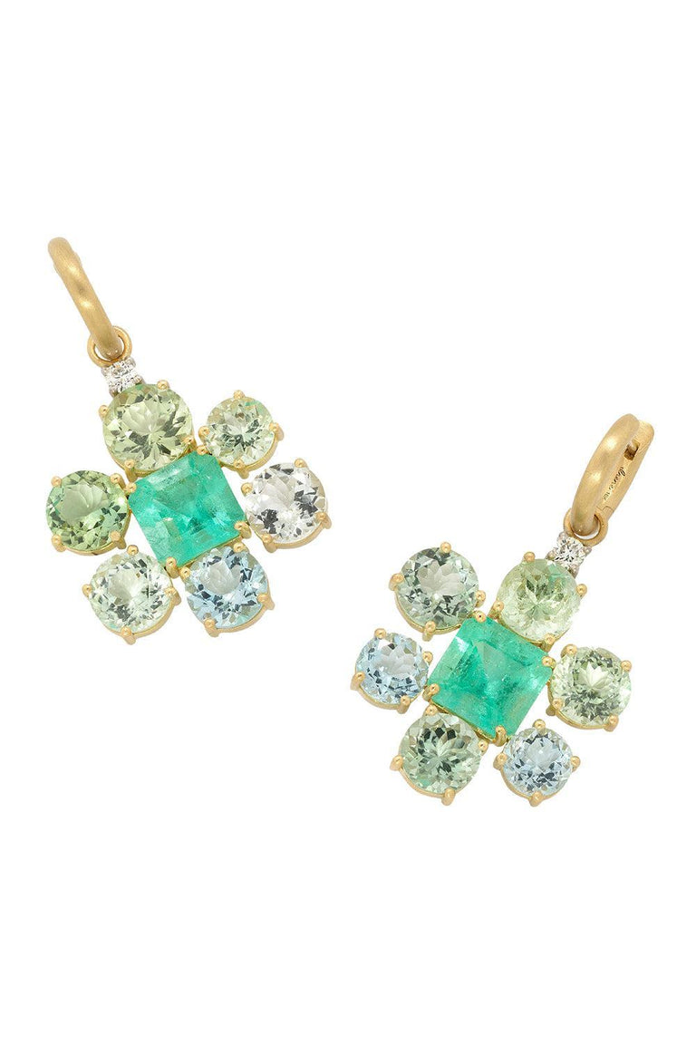 Emerald Aquamarine Gemmy Gem Earrings