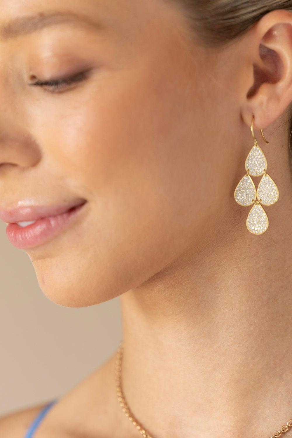IRENE NEUWIRTH JEWELRY-Four-Drop Diamond Chandelier Earrings-YELLOW GOLD