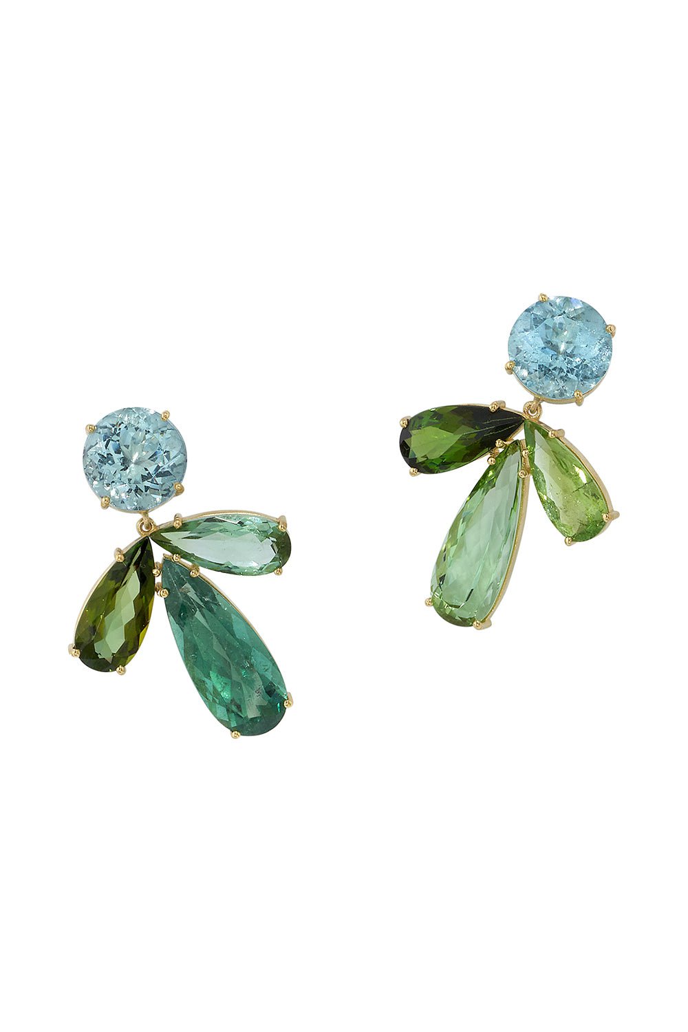 IRENE NEUWIRTH JEWELRY-Gemmy Gem Aquamarine and Green Tourmaline Earrings-YELLOW GOLD