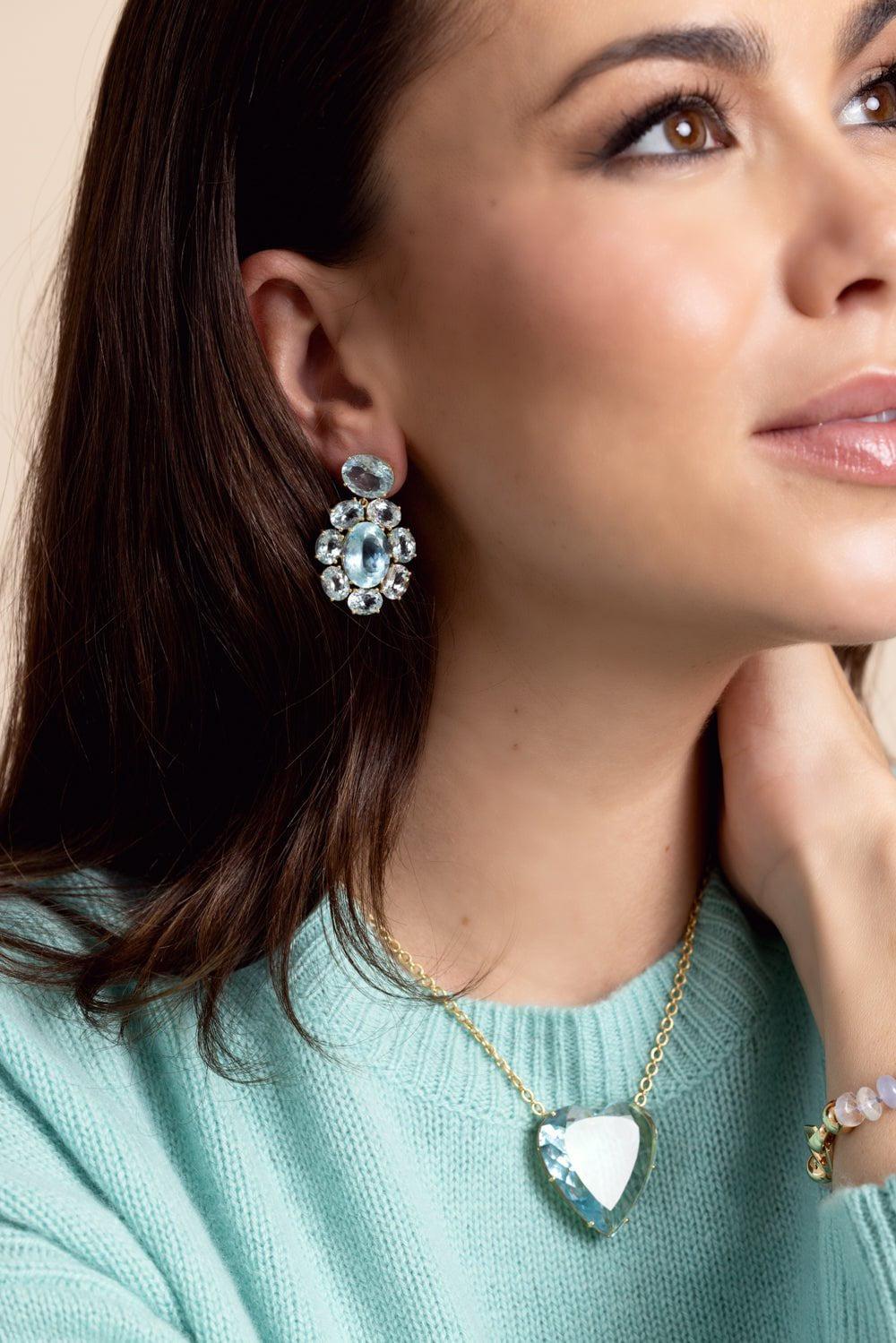 IRENE NEUWIRTH JEWELRY-Gemmy Gem Aquamarine Flower Earrings-YELLOW GOLD