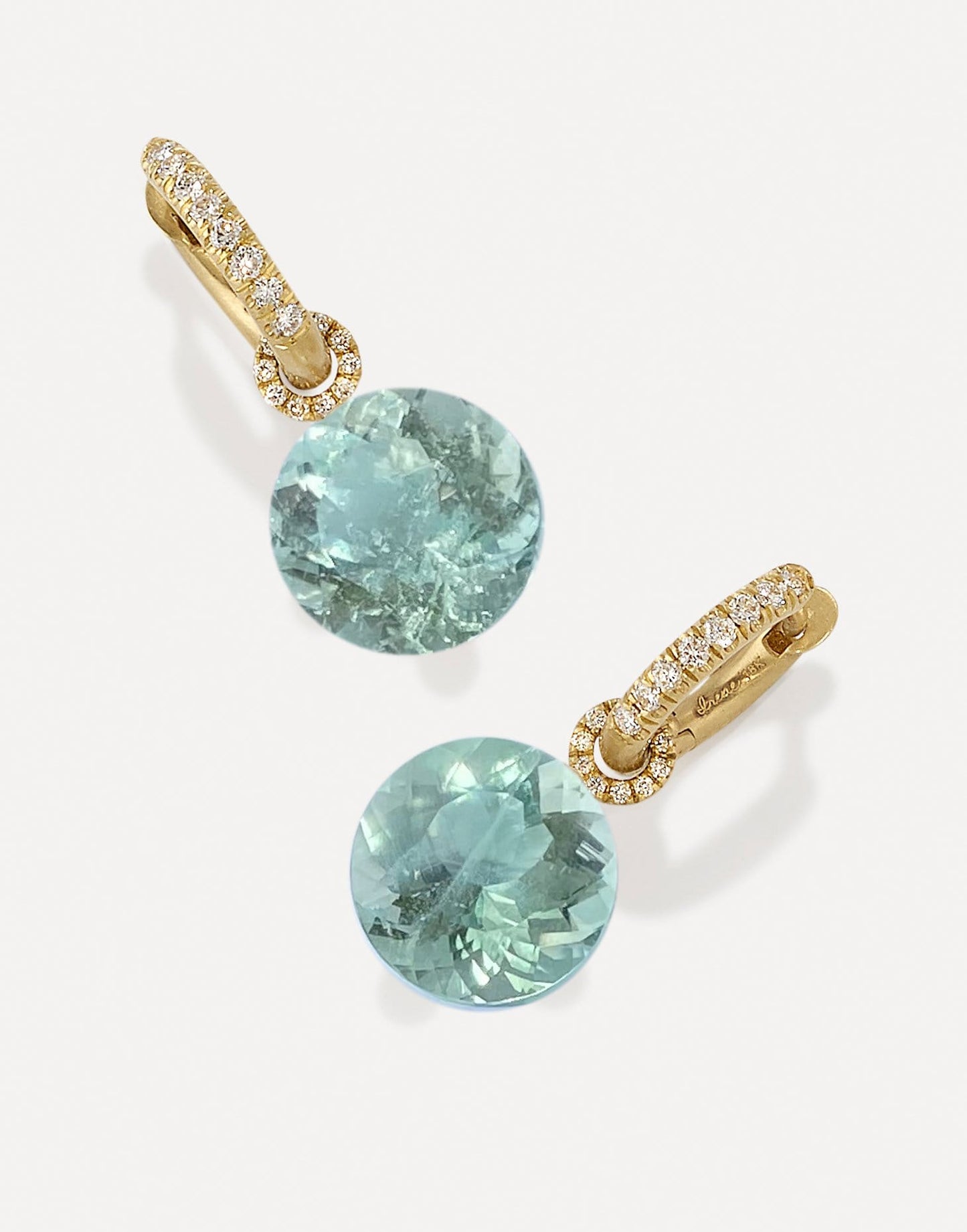 IRENE NEUWIRTH JEWELRY-Gemmy Gem Aquamarine Huggie Earrings-YELLOW GOLD