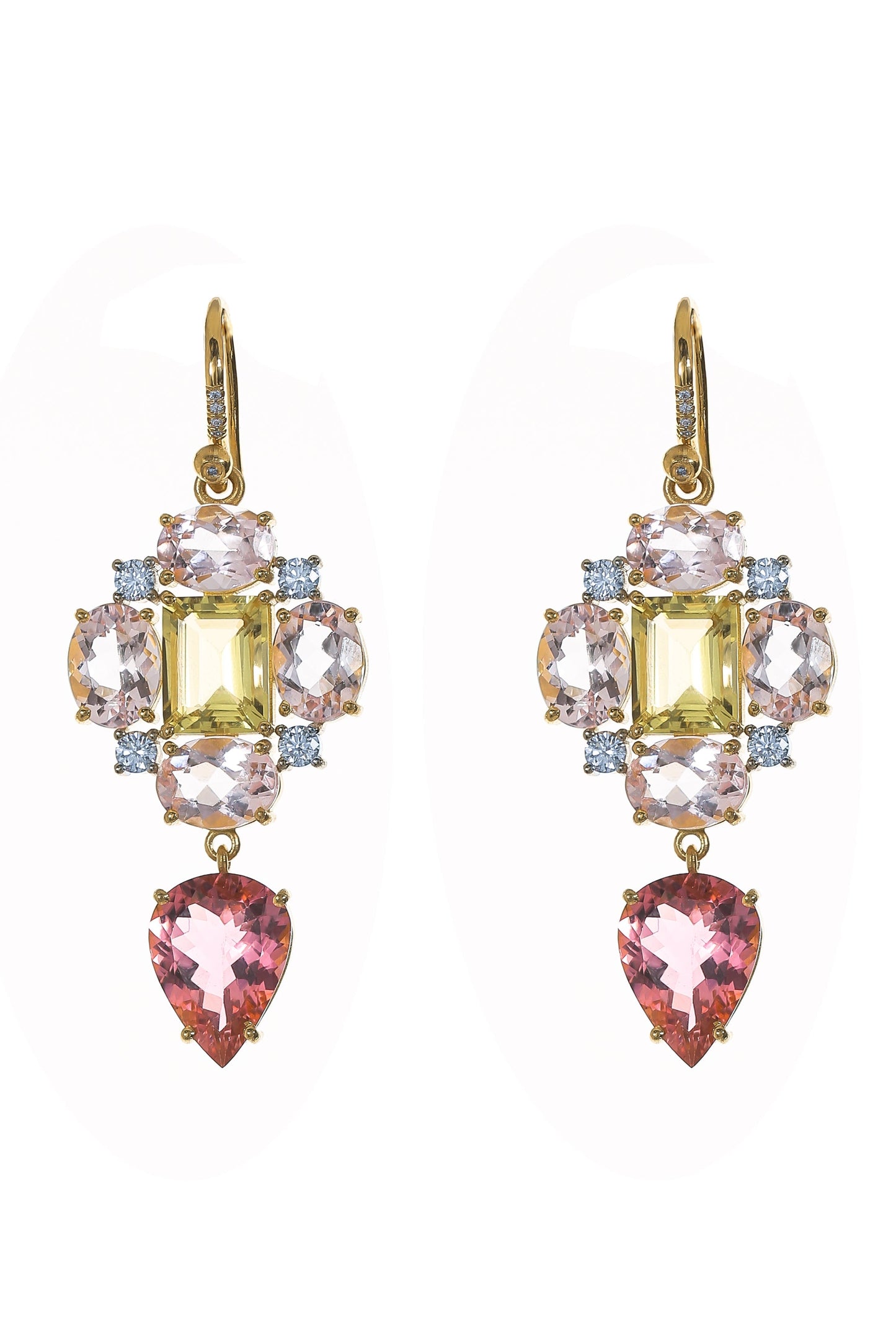 IRENE NEUWIRTH JEWELRY-Gemmy Gem Morganite Pink Tourmaline Earrings-YELLOW GOLD