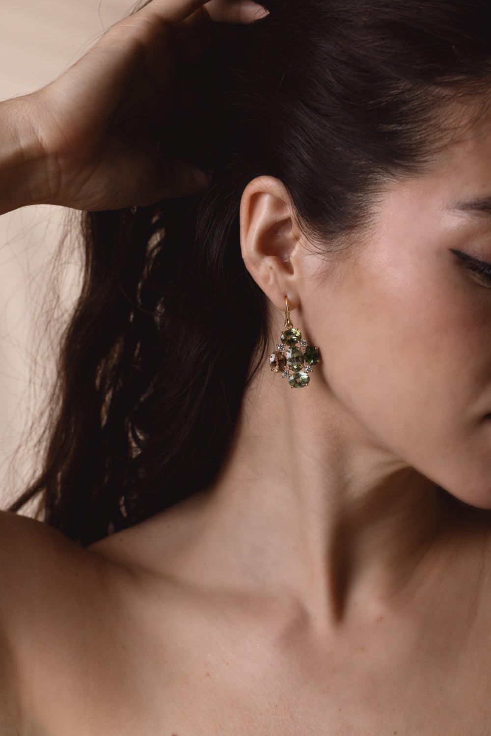 IRENE NEUWIRTH JEWELRY-Gemmy Gem Mosaic Earrings-YELLOW GOLD