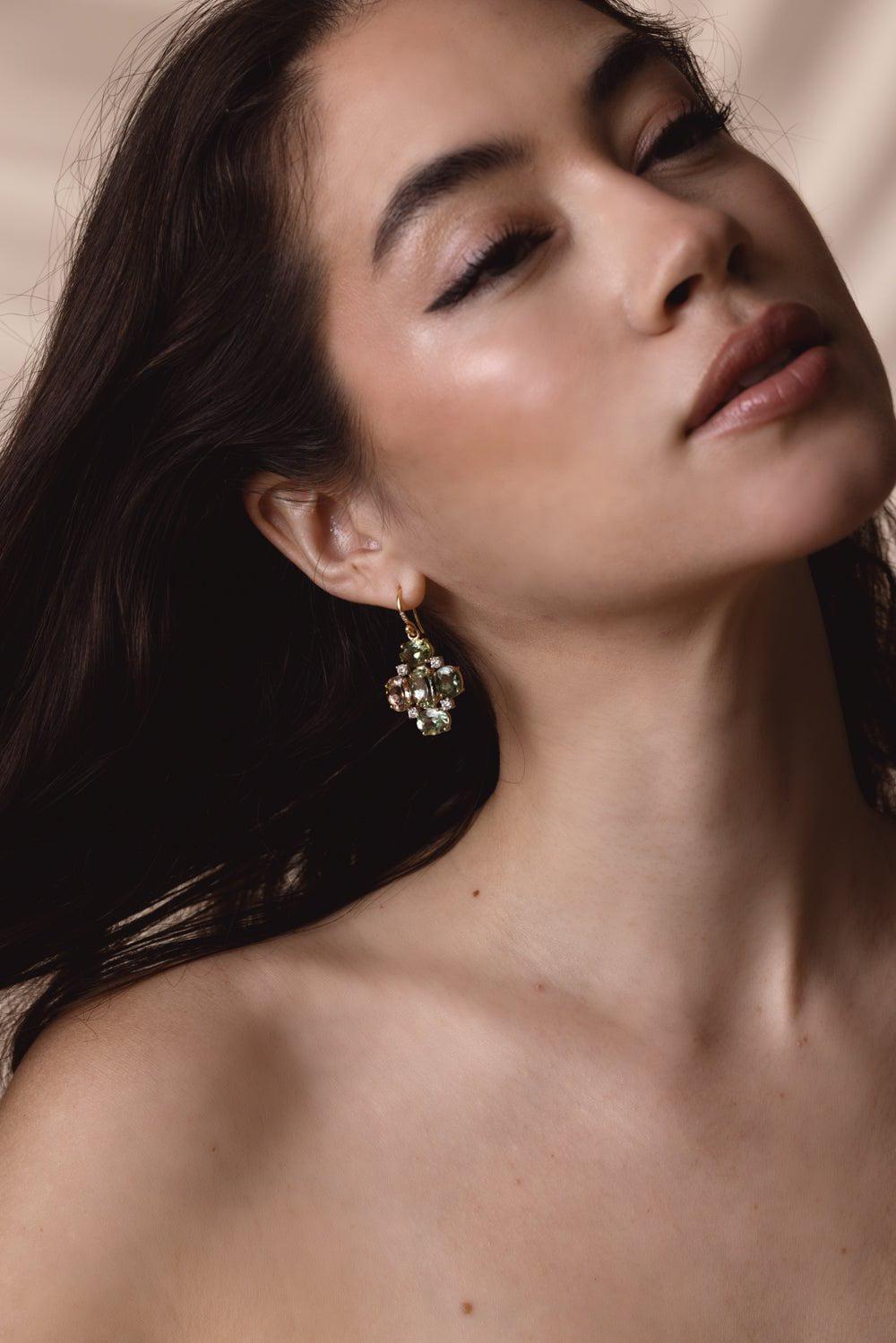 IRENE NEUWIRTH JEWELRY-Gemmy Gem Mosaic Earrings-YELLOW GOLD