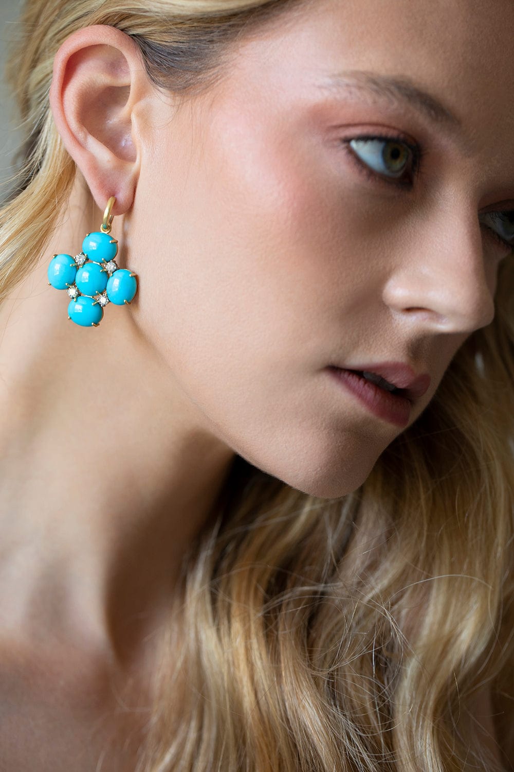 IRENE NEUWIRTH JEWELRY-Gemmy Gem Turquoise Earrings-YELLOW GOLD